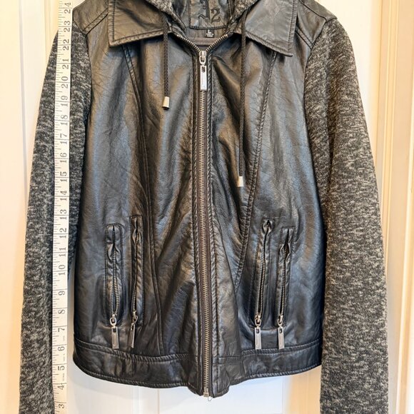 J2 Black Faux Leather Moto Jacket Size Large - Picture 9 of 10